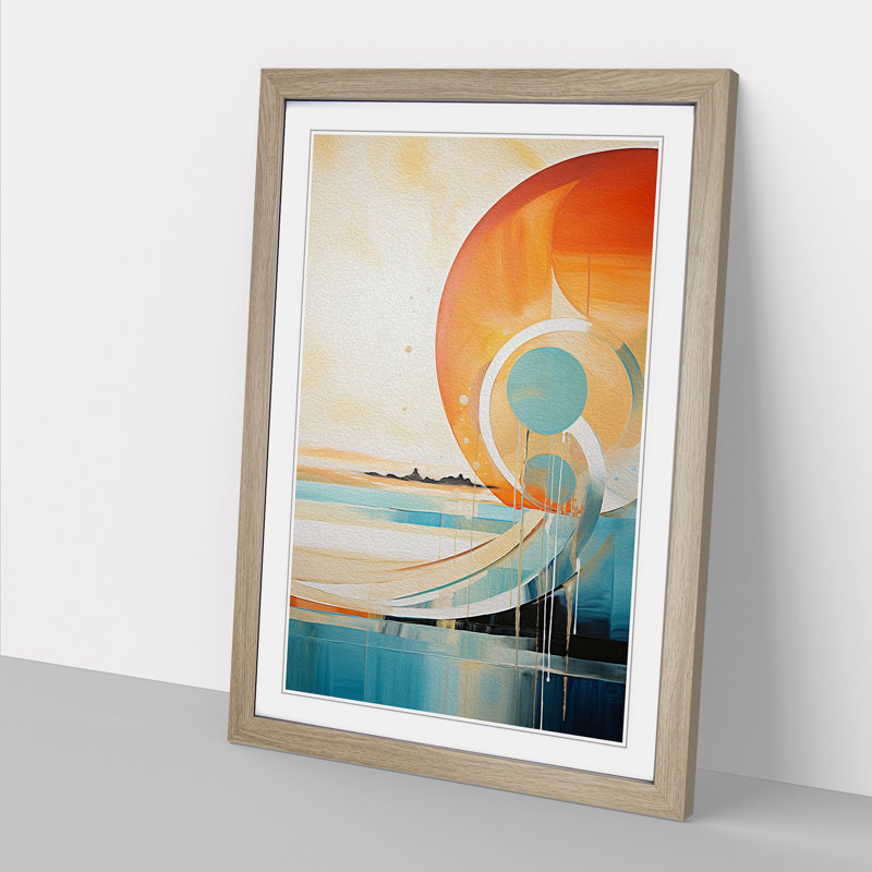 Beach Abstract Art - Framed Print, 64cm H x 46cm W, Oak Framed
