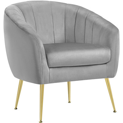 Fauteuil demi-tonneau en velours Fitchburg Channel