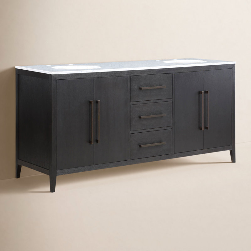 Alsup 72" Double Bathroom Vanity Set, Wire Brushed Dark Oak