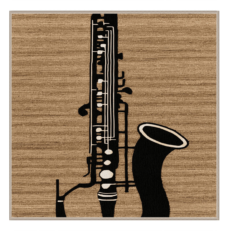 Washable Oboe Music Area Rug, Square 5'