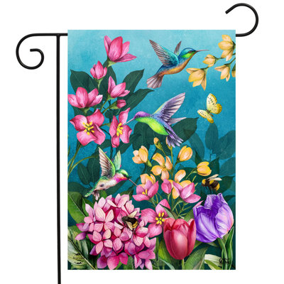 Springtime Hummingbirds Garden Flag