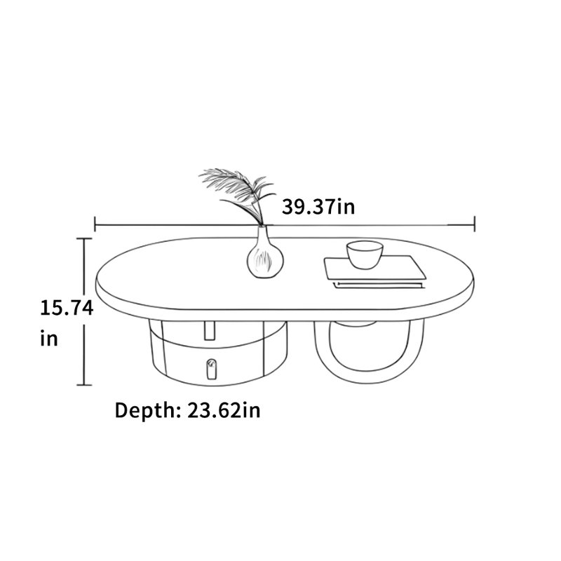 Table basse de style crème, H 15,74 po x L 39,37 po x l 23,62 po