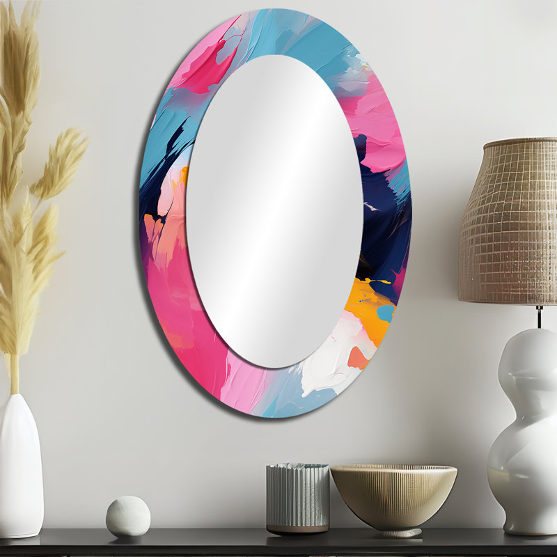 Spuglio - Miroir décoratif ovale abstrait sur métal, H 36 po x l 24 po