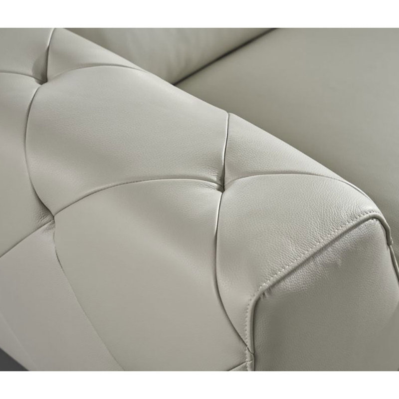 Canapé modulaire en cuir italien American Eagle Design EK-L030 , Orienté à gauche (vu de face), Cuir véritable gris