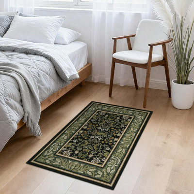 Tapis floral pour tapis de chambre à coucher lavable et antidérapant vintage