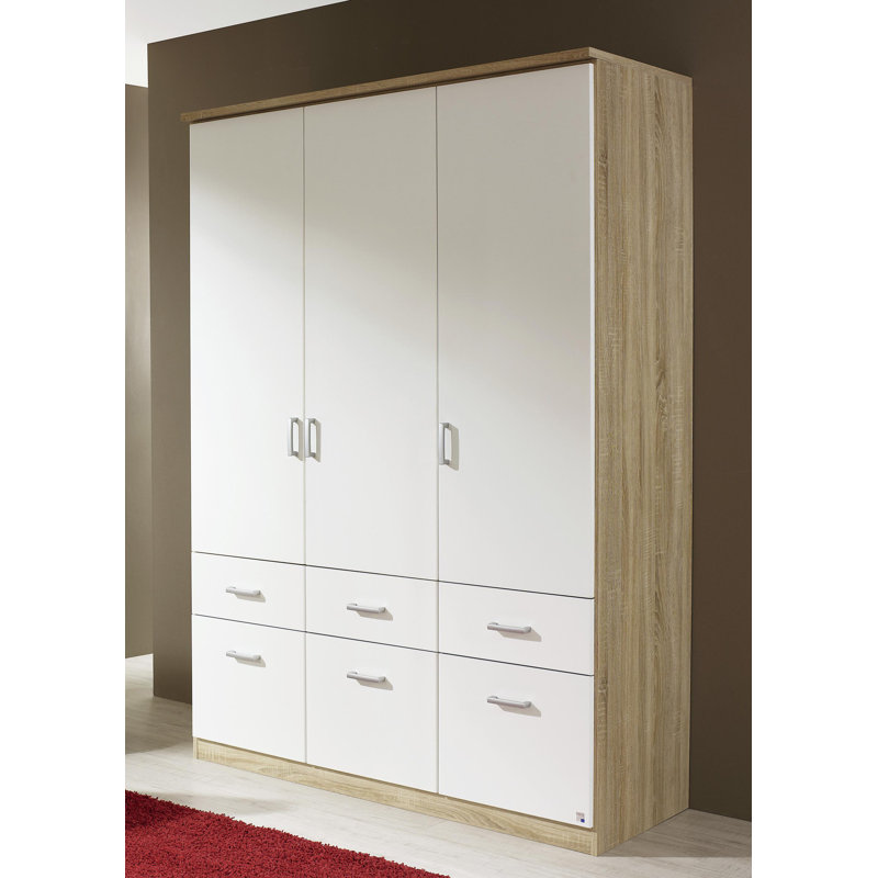 Cupboard Wardrobe Bremen With 6 Drawers In Different Heights, Sonoma Oak/Alpine White