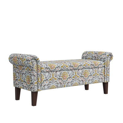 Storage - Traditional Floral Upholstered Bench, Multi, Build Hardwood Frame With Storage, Pattern, 300 Lbs Capacity
