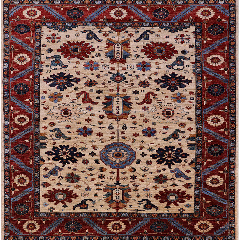 Tapis 100% Mid-Century moderne lavable à la machine 2334, Carré 5 pi