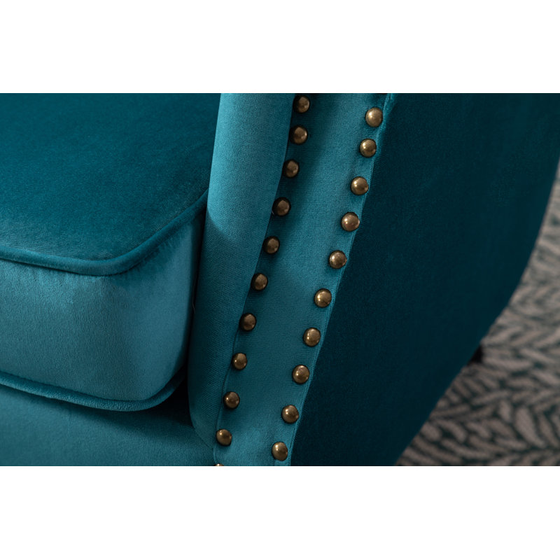 Fauteuil à oreilles large de 31,5 po Kimmie, Velours sarcelle