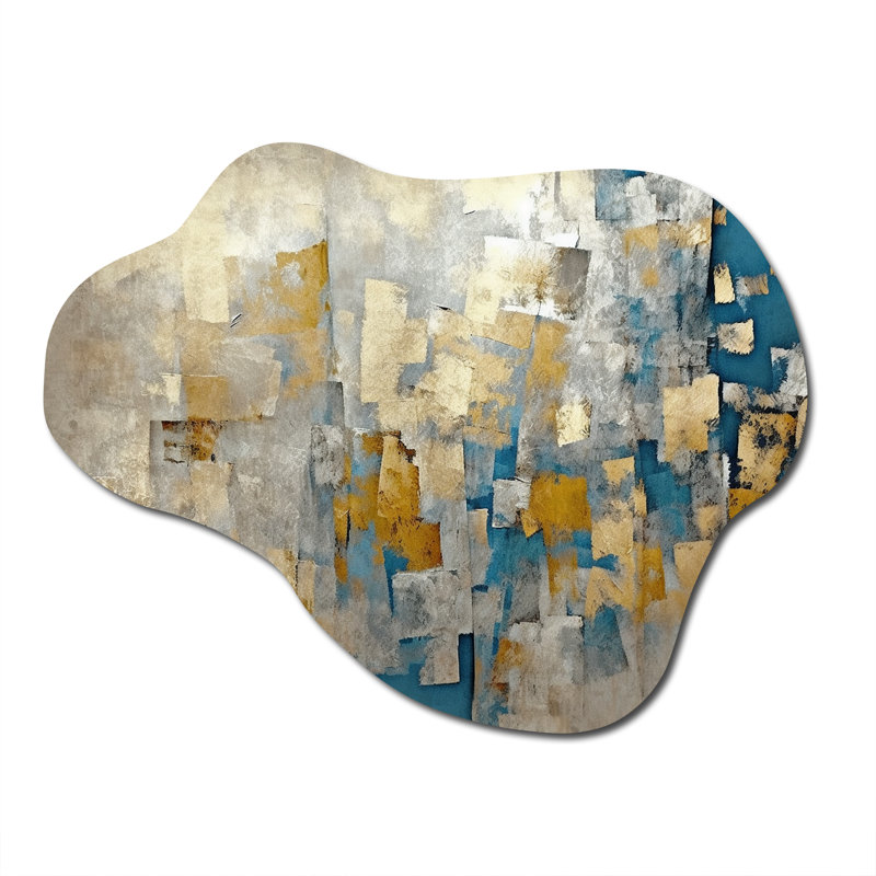 Iva - Art mural asymétrique en métal avec collages abstraits, H 27 po x l 35 po