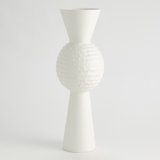 High Chiseled Orb Vase-Matte White-Lg