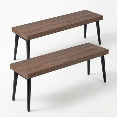 Dining Bench Set Of 2, Farmhousedecor Indoor Kitchen Table Bench, Entrywayshoe Rack Bench, Benches For Living Room, Hallway,bedroom.（walnut)
