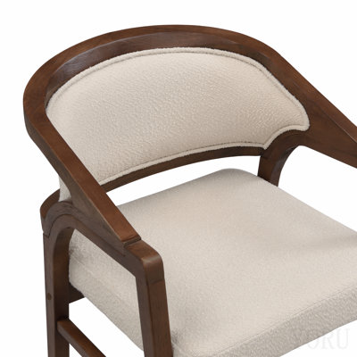 Wooden Frame Dining Chair With Upholstere Back,Frame Color Walnut,Set Of 2