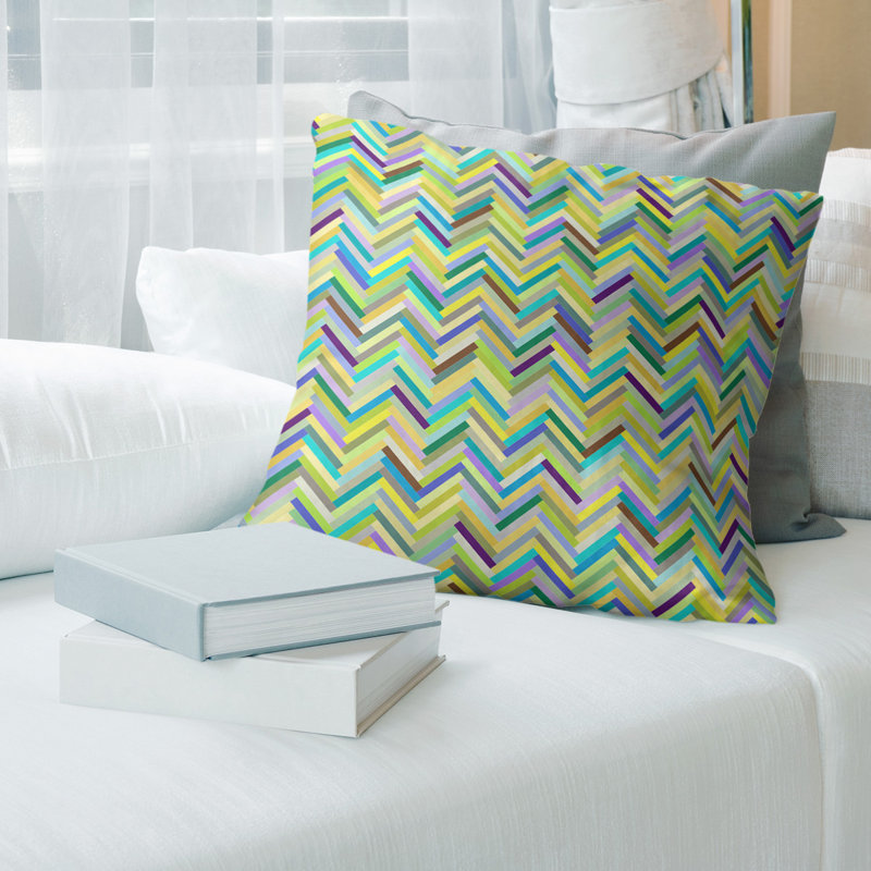 Katelyn Elizabeth Chevron Reversible Throw Pillow, No Fill, 20" x 20", Green/Yellow