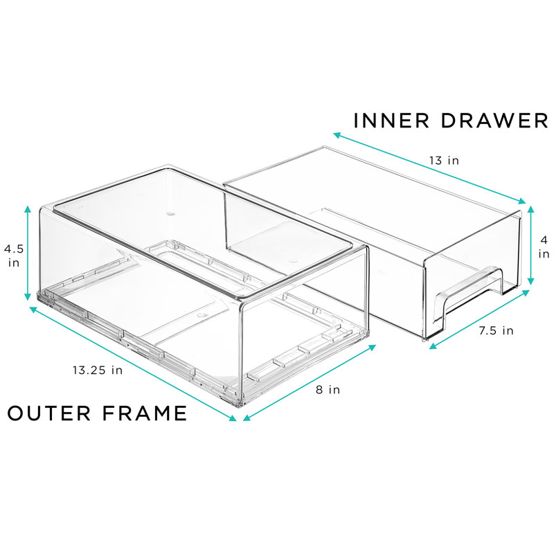 Sorbus Large Pull Out Organizer Bins, Clear Stackable Storage Drawers for Cleaning Supplies (2 Pack) - Medium