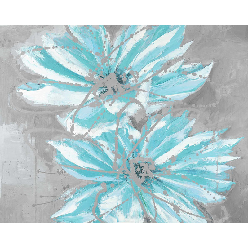 Deux petites fleurs bleues abstraites | Impression florale de salon