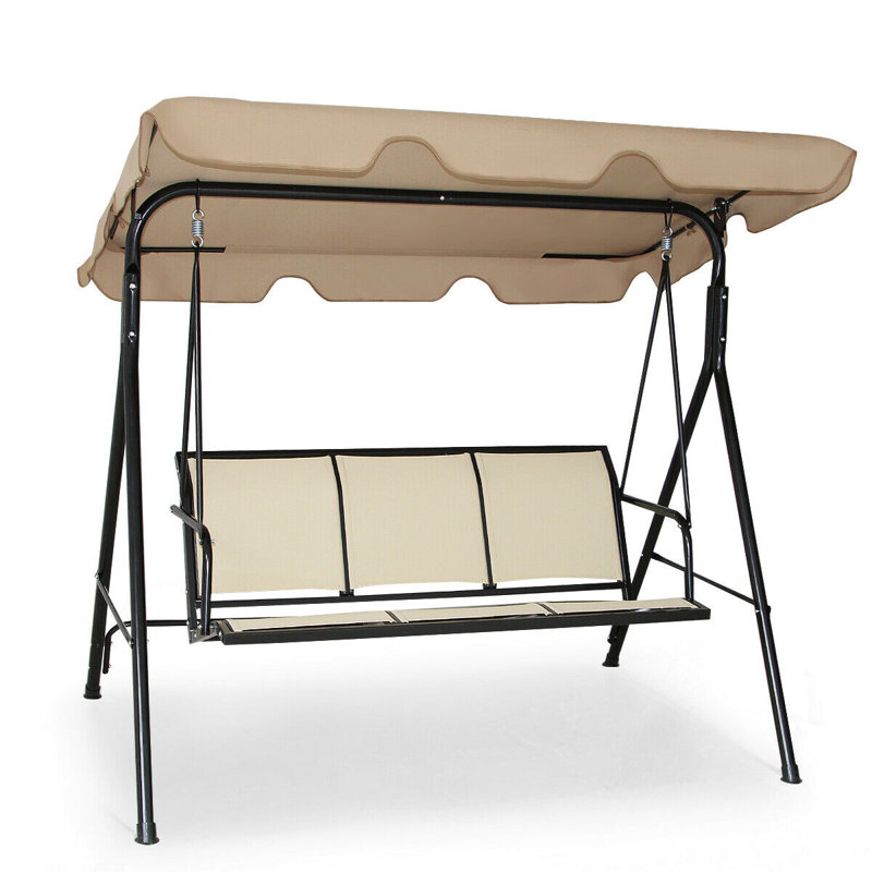 3 Person Porch Swing with Canopy, Brown