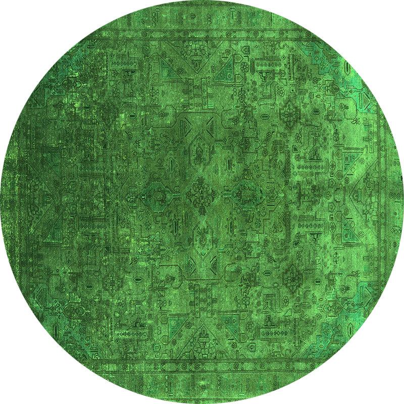Tapis verts lavables à la machine de style Mid-Century moderne 1816, Rond 6 pi