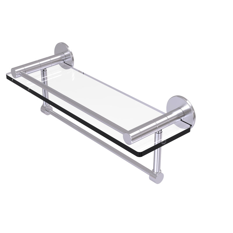 Ballenas Bracket Shelf with Towel Bar, Satin Nickel, 5'' H X 16'' W X 5.5'' D