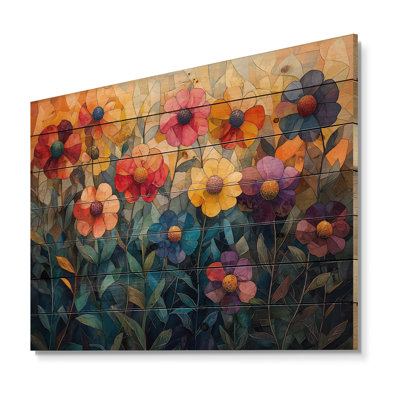 Décoration murale géométrique prairie géométrique en teintes mélangées Wildflower Cubist II - Fleurs sauvages