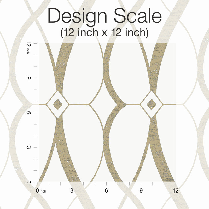 Graceful Geo Geometric Metallic Wallpaper Roll, Cream/Gold