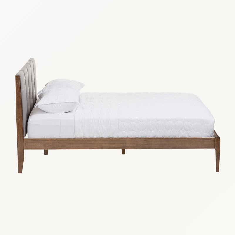 Lit plateforme capitonné Chasitie, Gris clair, Grand