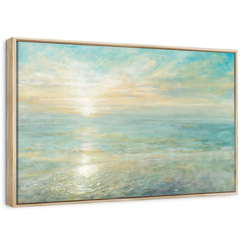 Lever de soleil, Cadre flottant en bois naturel, 37 po x 25 po