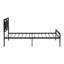 Structure de lit simple en métal noir, plateforme robuste avec lattes en acier, aucun sommier nécessaire, style minimaliste moderne