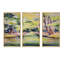 «Bridge Over River In Green Park», ensemble d'art mural sur toile encadré traditionnel de 3-843197639-843197637