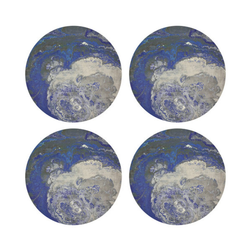Sous-verres ronds en cuir Agate Sodalite, Sodalite
