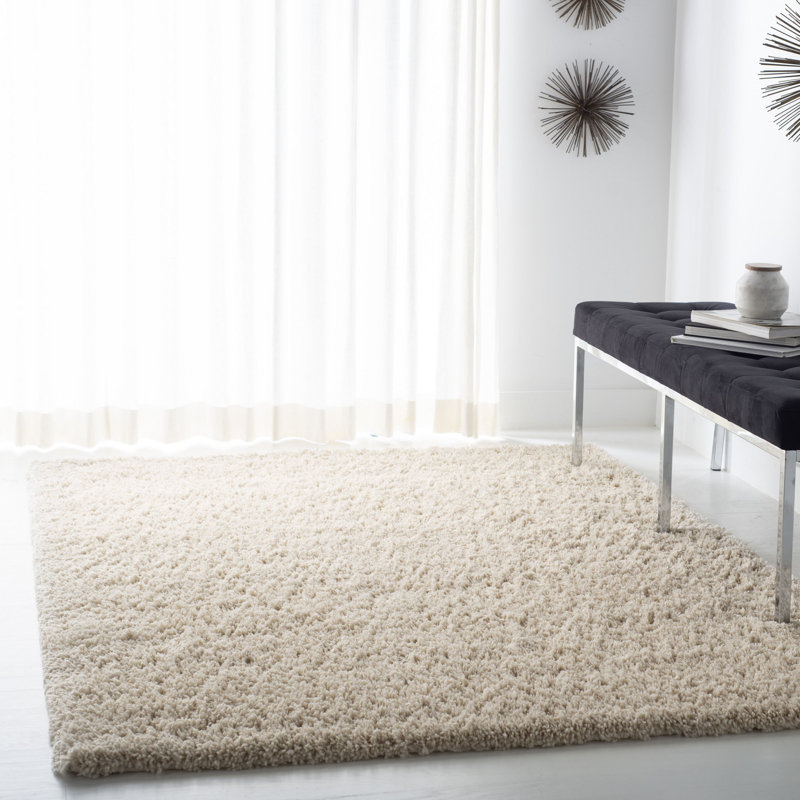 Tapis ivoire à poils longs Sador, Rectangle 8 pi x 10 pi, Creme