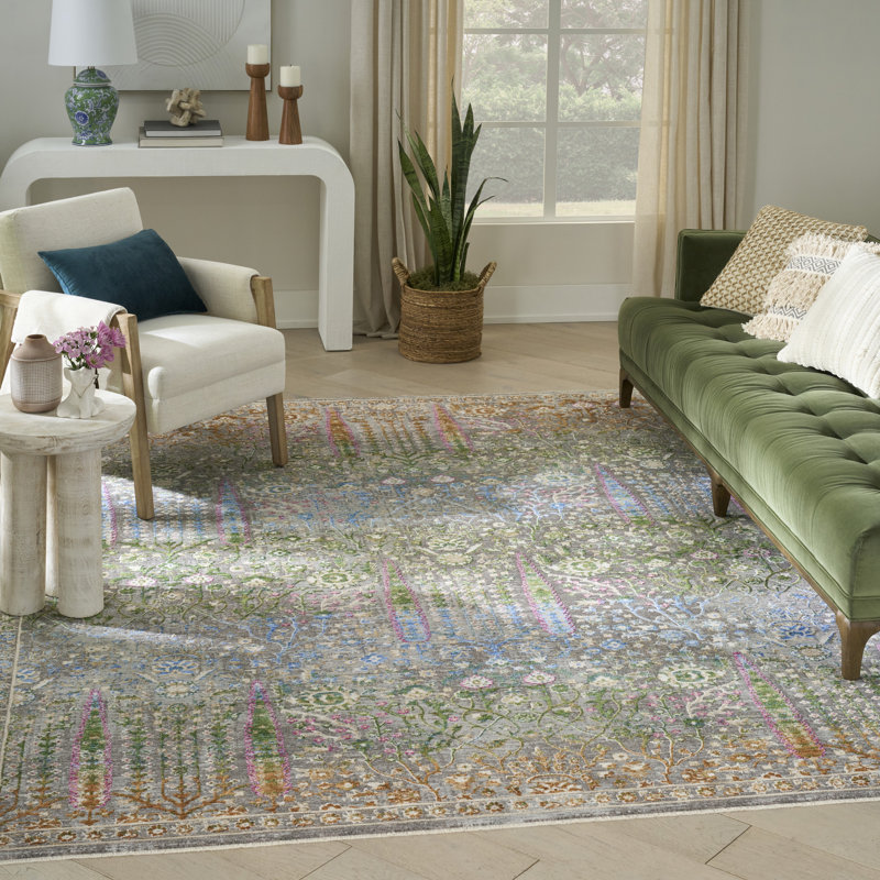 Nourison Vintage Harmony 7'10" x 9'10" Blue Multicolor Bohemian Indoor Rug, Rectangle 7'10" x 9'10"