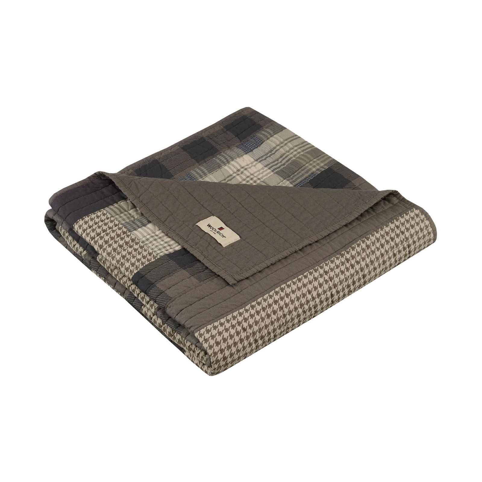 Woolrich Winter Hills Quilted Throw Blanket, Tan Plaid