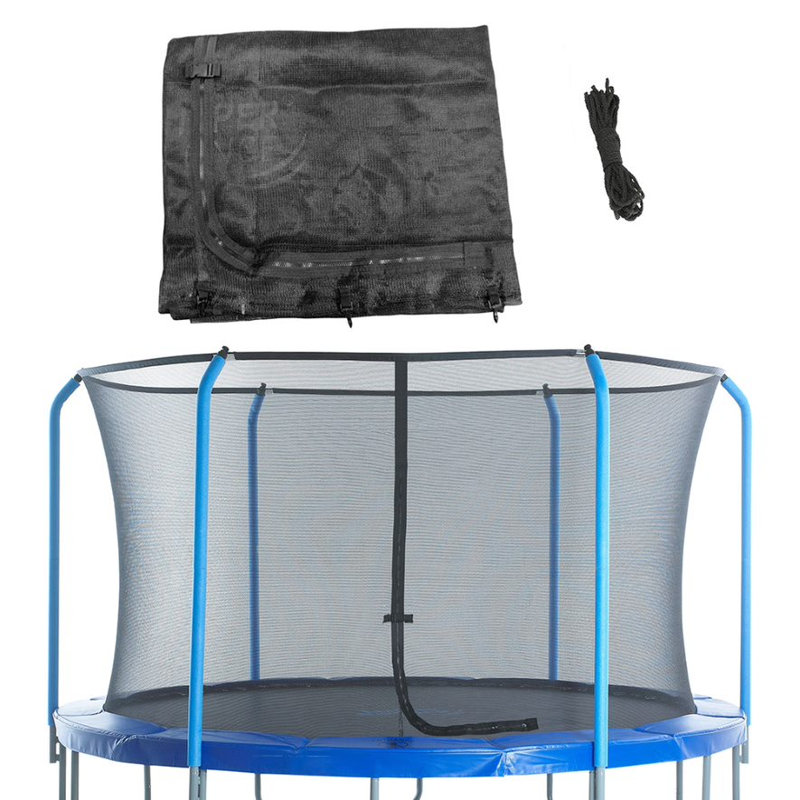 Machrus Upper Bounce Trampoline Safety Net for 12 ft Round Trampolines using 6 Curved Poles