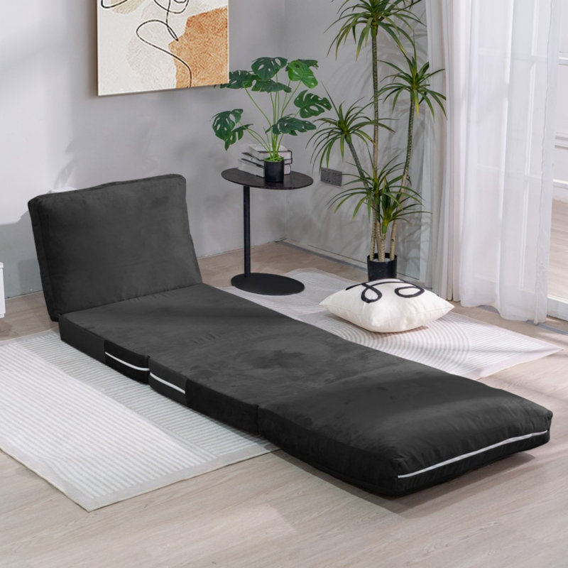 Canapé-lit avec matelas Boneless, H 7,87 po x l 53,14 po x P 100 po, Velours noir