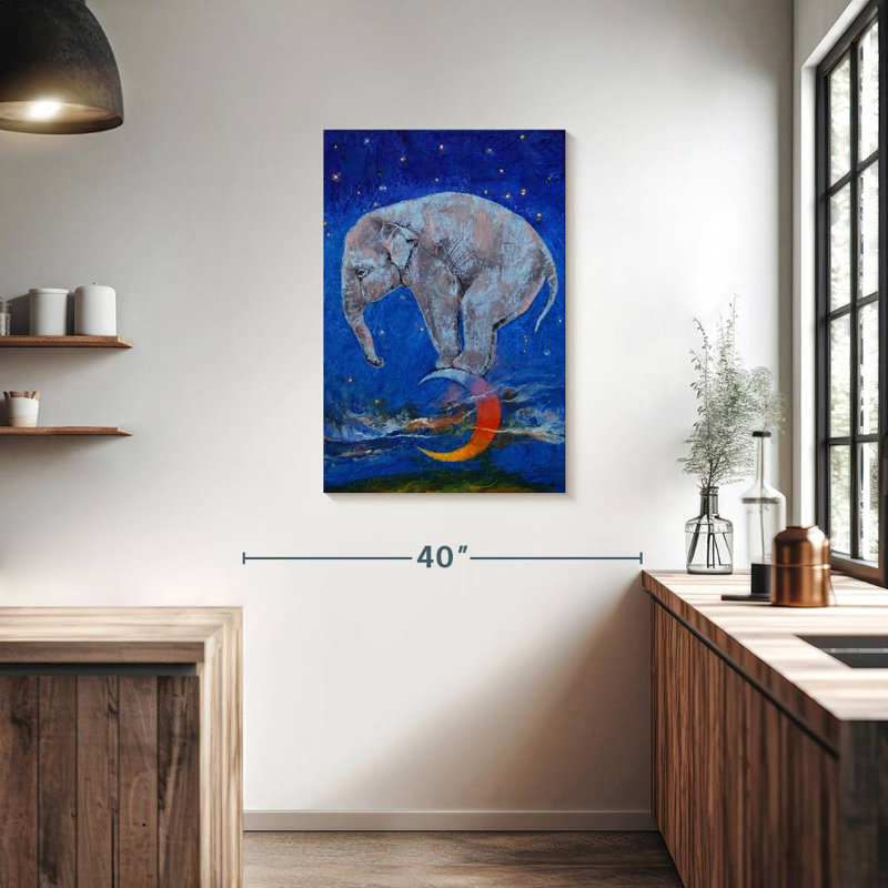 Lune éléphant Brampt, H 36 po x l 24 po