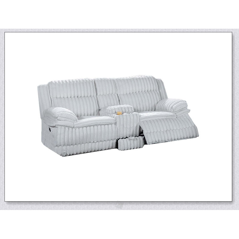 Causeuse luxueuse en velours côtelé à mouvement manuel gris clair avec tiroir et console pour les salons modernes, Gris clair