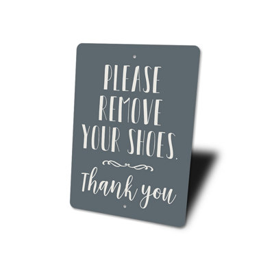 Remove Shoes Aluminum Sign