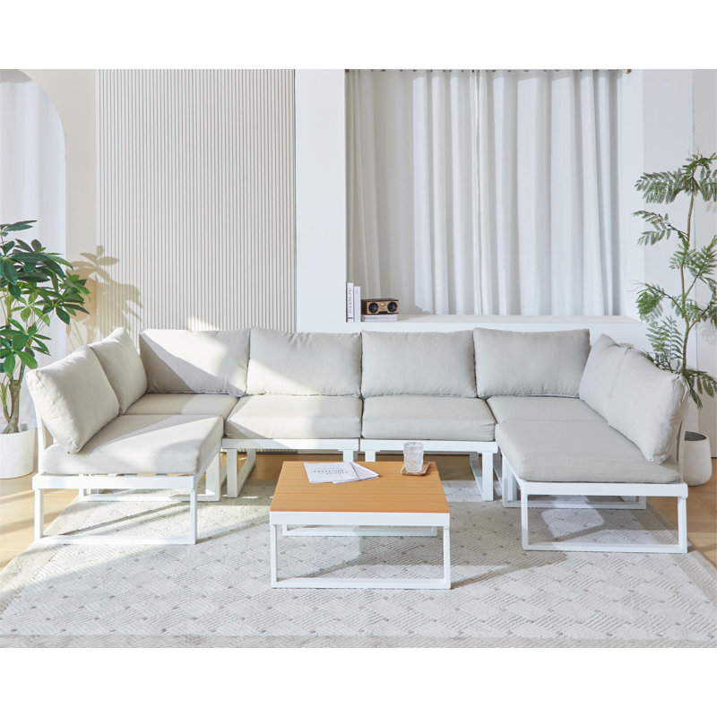 Ensemble modulaire de patio 7 pièces en aluminium, Blanc