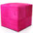 Handmade Fuchsia Cowhide Leather Ottoman Pouf 18X18 Statement Cube