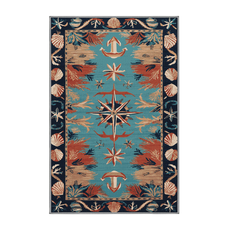  Tapis nautique lavable à thème des Caraïbes, Rectangulaire 2 pi x 3 pi