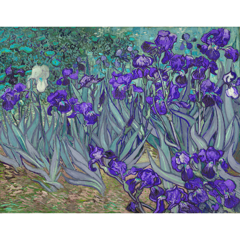 Décalcomanie murale amovible irises de van gogh, H 22 po x l 28 po, Bleu / violet