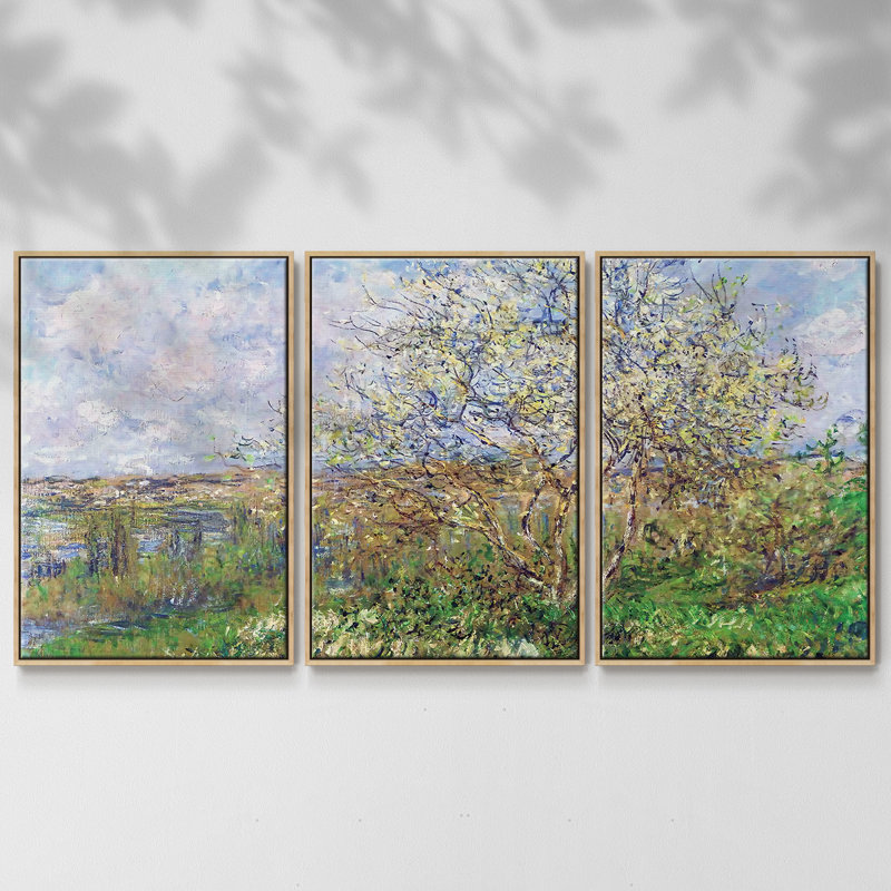 Printemps, 1880 - Toile encadrée multi-pièces, H 24 po x l 48 po x P 2 po, Naturel
