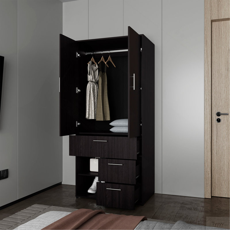 Armoire multi-rangements avec tringle et tablettes FM WENGE