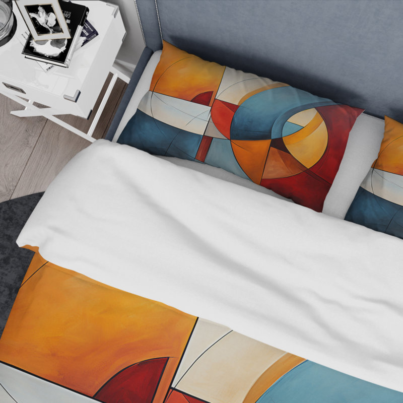 Ensemble de housse de couette en microfibre / polyester Cubism, Housse de couette simple + 1 taie décorative stan