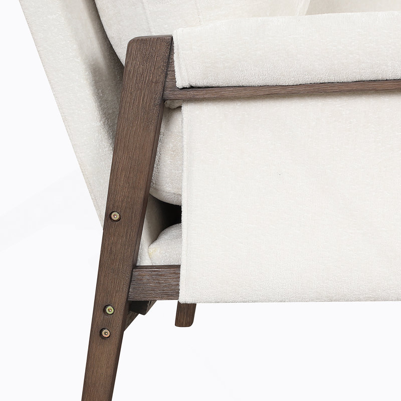Fauteuil Mid-Century moderne en velours, blanc, Blanc