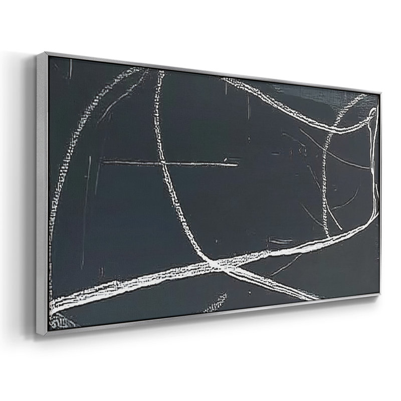 Abstrait, série DC DCXII, toile tendue avec châssis, prête à être accrochée, H 25 po x l 49 po, Argent argent