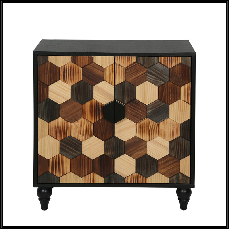 Armoire avec motif en nid d'abeille et 2 portes, Noir antique