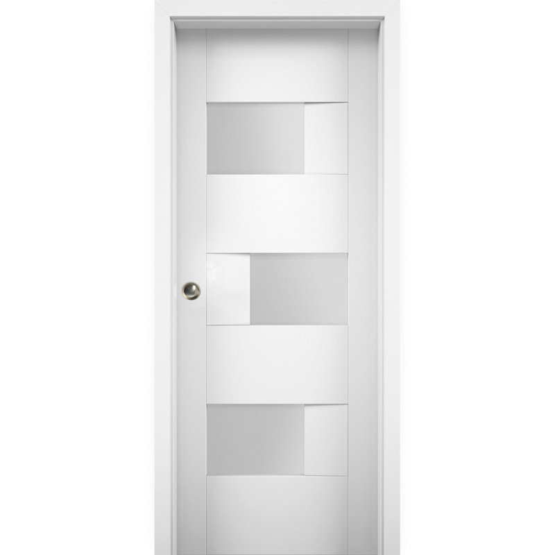 Porte blanche en verre givré Sete, 32 po x 84 po