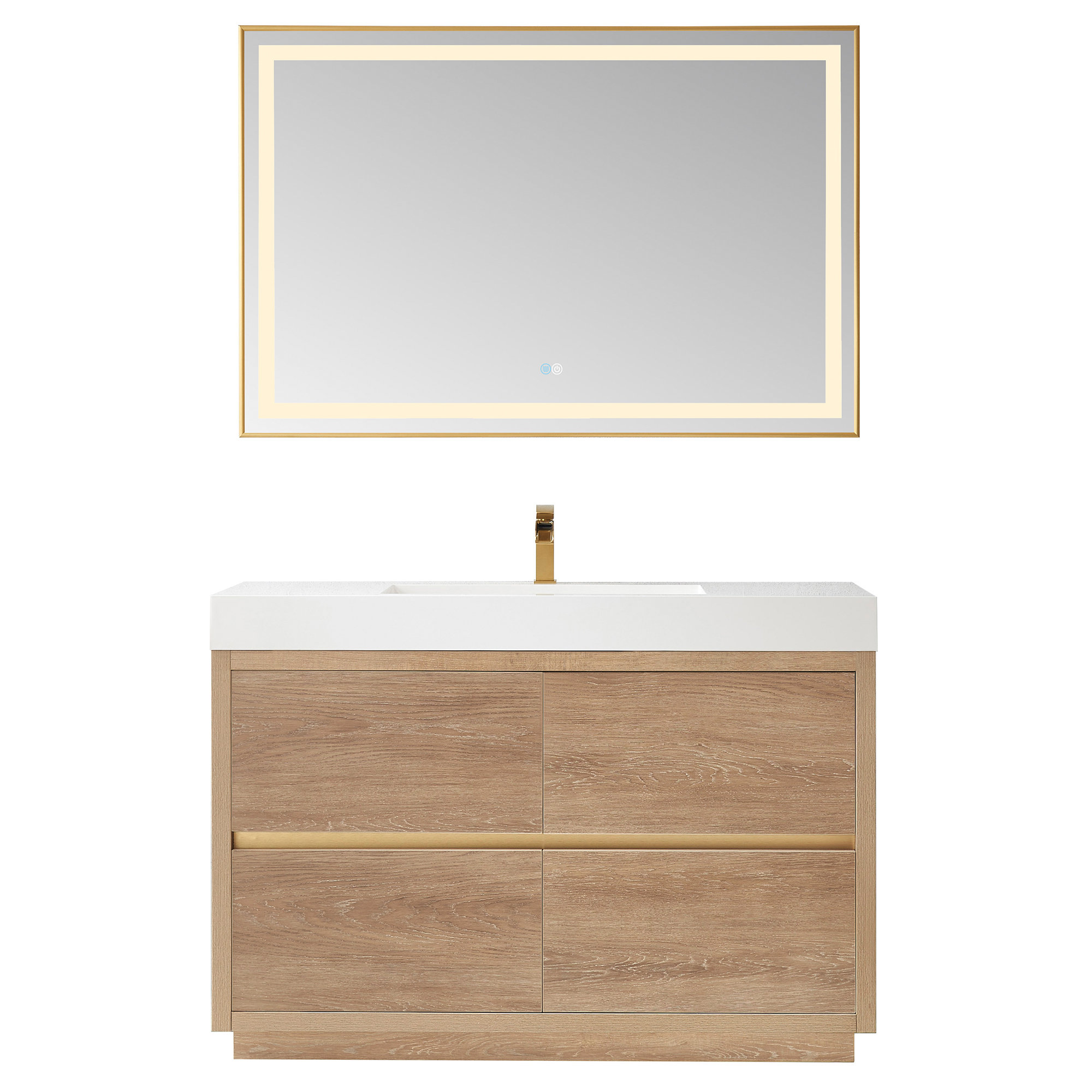 Beira 48'' Single Bathroom Vanity, North American Oak, White